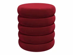 Outlet Puf de terciopelo color burdeos forma redondeada ECAMBI Colección Rouge Passion