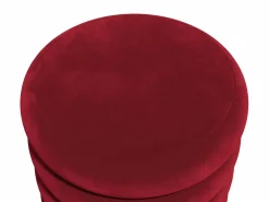 Outlet Puf de terciopelo color burdeos forma redondeada ECAMBI Colección Rouge Passion