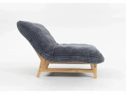 Puf Gigante Blanco de Tela Corduroy, Ergonomico con Respaldo 100x120x76 cm, para Salón y Dormitorio de Adultos