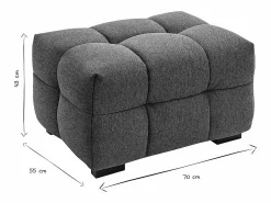 Sale Puf reposapiés de diseño en tela de terciopelo oscuro CORTO Reposapiés