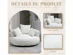 Clearance Puf Sillón Alto - Modelo Grande - Incluye 3 Cojines - Ultra Suave y Multiusos - para Adultos y Niños Sillón Escandinavo