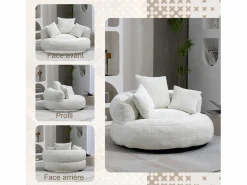 Clearance Puf Sillón Alto - Modelo Grande - Incluye 3 Cojines - Ultra Suave y Multiusos - para Adultos y Niños Sillón Escandinavo