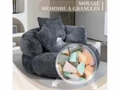 Best Puf Sillón Alto - Modelo Grande - Incluye 3 Cojines - Ultra Suave y Multiusos - para Adultos y Niños Sillón Escandinavo