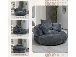 Best Puf Sillón Alto - Modelo Grande - Incluye 3 Cojines - Ultra Suave y Multiusos - para Adultos y Niños Sillón Escandinavo
