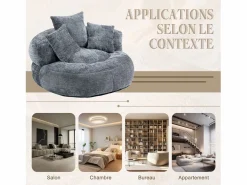 Best Puf Sillón Alto - Modelo Grande - Incluye 3 Cojines - Ultra Suave y Multiusos - para Adultos y Niños Sillón Escandinavo