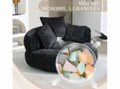 Puf Sillón Alto - Modelo Grande - Incluye 3 Cojines - Ultra Suave y Multiusos - para Adultos y Niños Negro