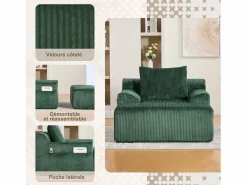 Outlet Puf Sillón Gigante con Reposapiés - Sofá de 1 Plaza en Pana - Confort Óptimo para Salón, Dormitorio o Oficina Sofá Escandinavo