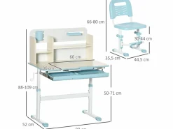 Clearance Homcom Pupitre infantil 80x52x109 cm Azul