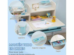 Clearance Homcom Pupitre infantil 80x52x109 cm Azul