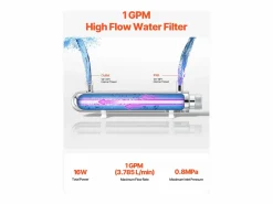 Purificador de Agua UV SucceBuy, Filtración Ultravioleta, Caudal de 3,785 l/min