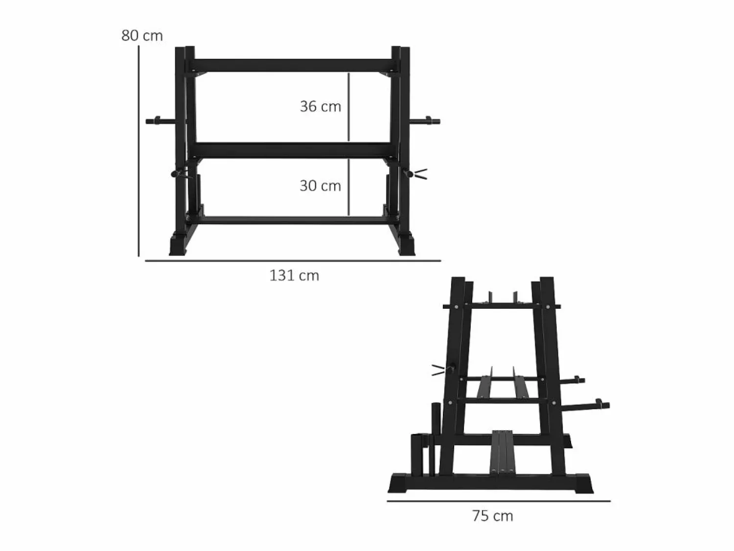 Online Rack para mancuernas de 3 niveles, capacidad de 200 kg, acero, (131 x 75 x 80 cm) Aparato De Musculación