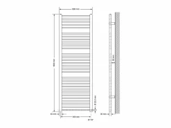 Discount Radiador con resistencia eléctrica 900W, 600 x 1800 mm, , conexión lateral Toallero Eléctrico