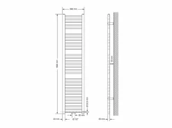 New Radiador de baño, 300 x 1800 mm, , recto con conexión central Toallero Eléctrico