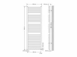 Radiador de baño curvo Sahara con conexión lateral radiador 600x1800 mm Toallero Eléctrico