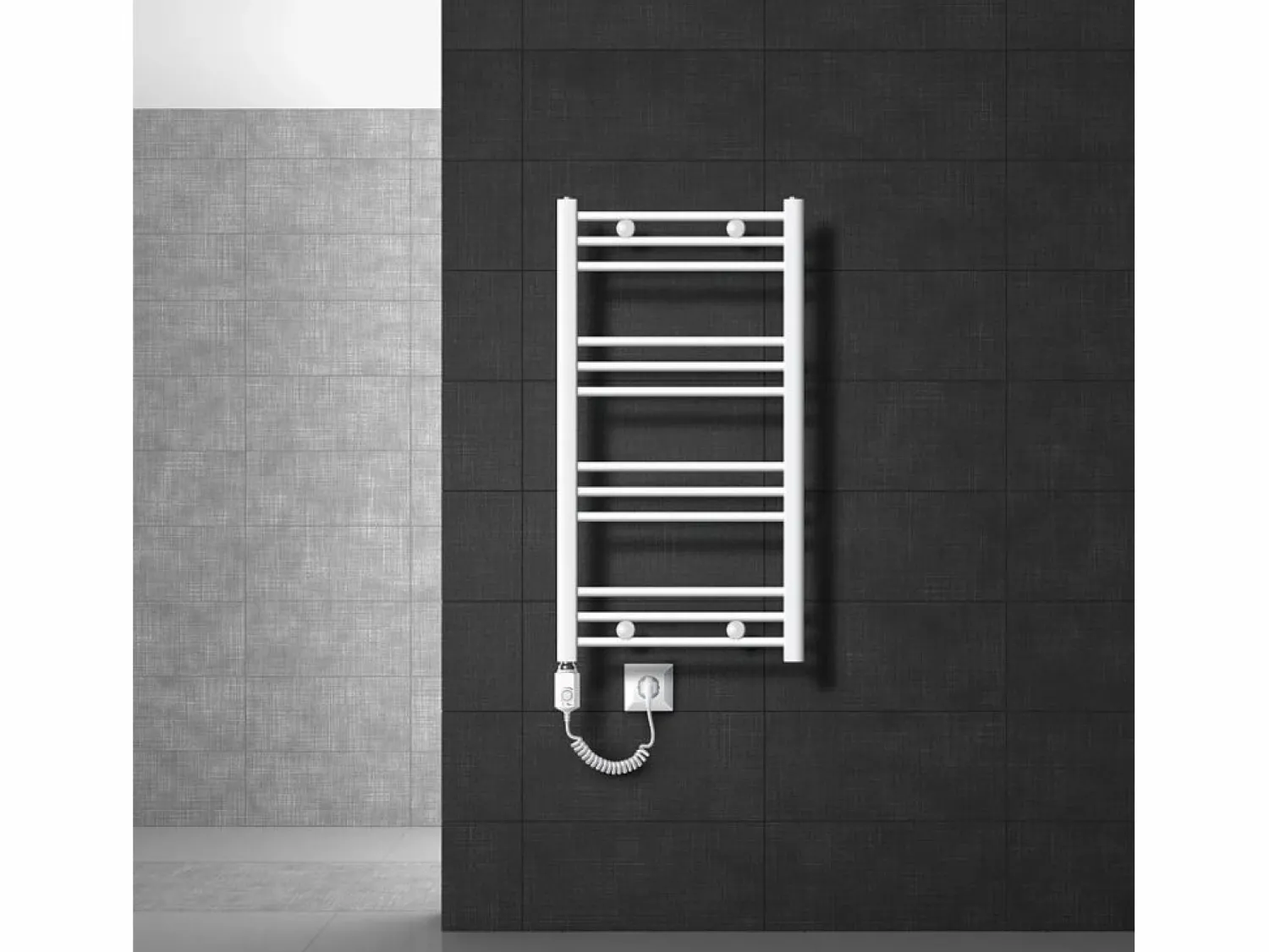 Hot LuxeBath Radiador de baño eléctrico 300W, 500 x 800 mm, , recto con conexión Blanco