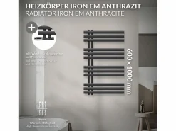Outlet LuxeBath Radiador de baño EM Iron 600x1000 mm Antracita Conexión central en la parte inferior Gris antracita