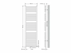 Radiador de baño Sahara, 750x1800 mm, , curvo con conexión central Toallero Eléctrico