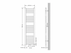 Outlet LuxeBath Radiador de baño 300x1400 mm Antracita Conexión central derecha en la parte inferior Gris antracita