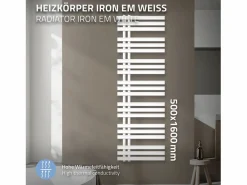 LuxeBath Radiador de calefacción para secador de toallas de baño Iron EM 500 x 1600 mm