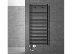 New LuxeBath Radiador de diseño eléctrico Electric antracita con elemento calefactor cromado 1200W Gris antracita
