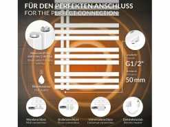 LuxeBath Radiador de Diseño Iron EM 600x1600 mm Conexión Central Inferior con Embellecedor