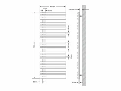 LuxeBath Radiador de Diseño Iron EM 600x1600 mm Conexión Central Inferior con Embellecedor