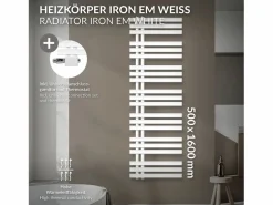LuxeBath Radiador de Diseño Iron EM 500x1600 mm Conexión Central Inferior con Embellecedor