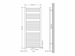 Online LuxeBath Radiador de diseño no eléctrico Sahara, 600 x 1500 mm, antracita, conexión central Gris antracita