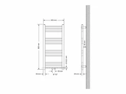 Outlet Radiador de diseño no eléctrico Sahara, 400 x 800 mm, antracita, conexión central Toallero Eléctrico