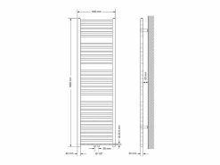 New LuxeBath Radiador de diseño no eléctrico Sahara, 500 x 1800 mm, color - Conexión central Blanco