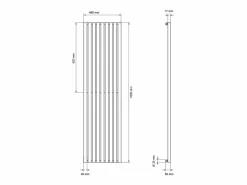 LuxeBath Radiador de diseño vertical Stella 480 x 1800 mm conexión central + embellecedor