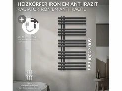 Outlet LuxeBath Radiador de hierro EM Radiador toallero Radiador de baño Antracita 60x120cm Gris antracita