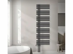 Discount Radiador de panel antracita para baño 500x1600mm con conexión central al suelo Toallero Eléctrico