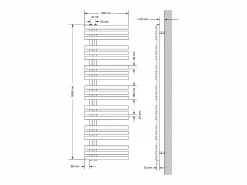 Discount Radiador de panel antracita para baño 500x1600mm con conexión central al suelo Toallero Eléctrico
