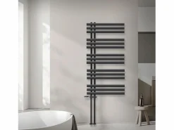Clearance Radiador de panel antracita para baño 600x1200mm con conexión central al suelo Toallero Eléctrico