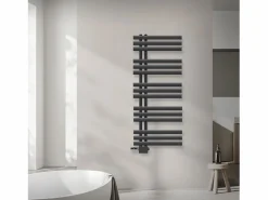 LuxeBath Radiador de panel antracita para baño 500x1200mm con conexión central universal