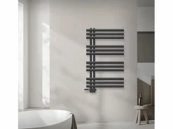 LuxeBath Radiador de panel antracita para baño 600x1000mm con conexión central universal