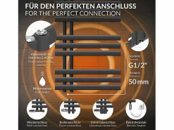 Best LuxeBath Radiador de panel antracita para baño 500x1000mm con conexión central universal Gris antracita
