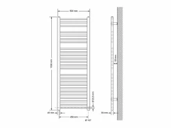 LuxeBath Radiador eléctrico antracita con resistencia cromada 1200W, 500 x 1500 mm