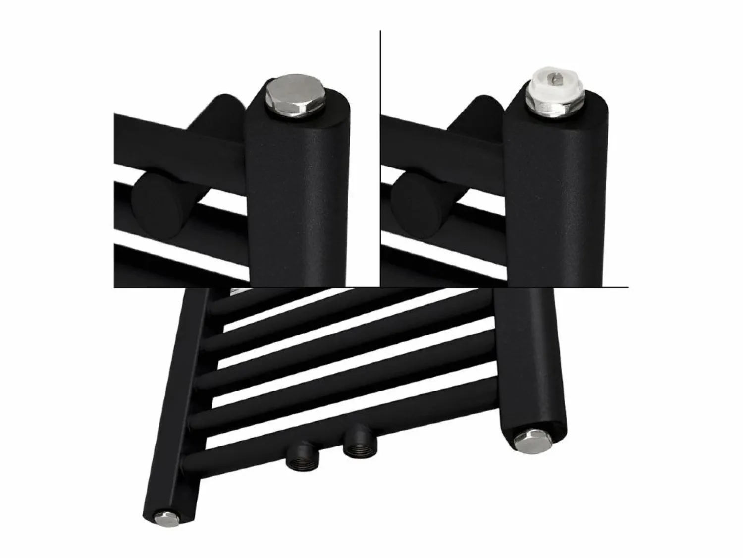 Online LuxeBath Radiador toallero de baño 300x800mm calefactor recto mate conexión central Negro