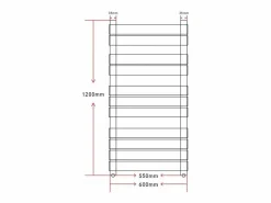 vidaxl Radiador toallero de baño recto 600 x 1200 mm