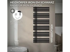 Discount Radiador toallero eléctrico mate 600x1400mm con elemento calefactor 1200W Toallero Eléctrico