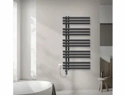 LuxeBath Radiador toallero eléctrico antracita 600 x 1200mm con elemento calefactor 1200W