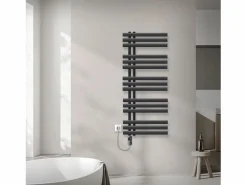 LuxeBath Radiador toallero eléctrico antracita 500 x 1200 mm con elemento calefactor 900W
