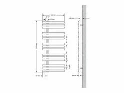 New Radiador toallero eléctrico cromado 500 x 1200 mm con elemento calefactor 1200W Toallero Eléctrico