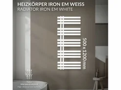 Outlet LuxeBath Radiador toallero Iron EM Design, 500 x 1200 mm, color blanco, radiador de baño Gris antracita