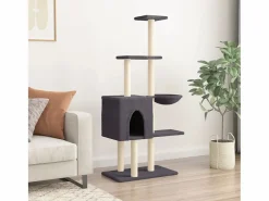 Clicnbuy Rascador para gatos con postes de sisal oscuro 145 cm