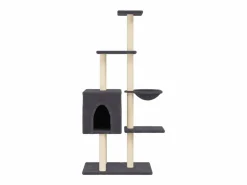 Clicnbuy Rascador para gatos con postes de sisal oscuro 145 cm