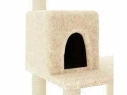 Clicnbuy Rascador para gatos con postes de sisal color 118,5 cm Crema