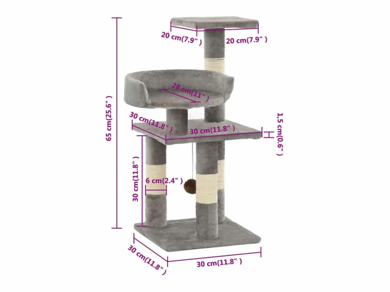 Discount Rascador para gatos con postes de sisal 65 cm Juego De Animales
